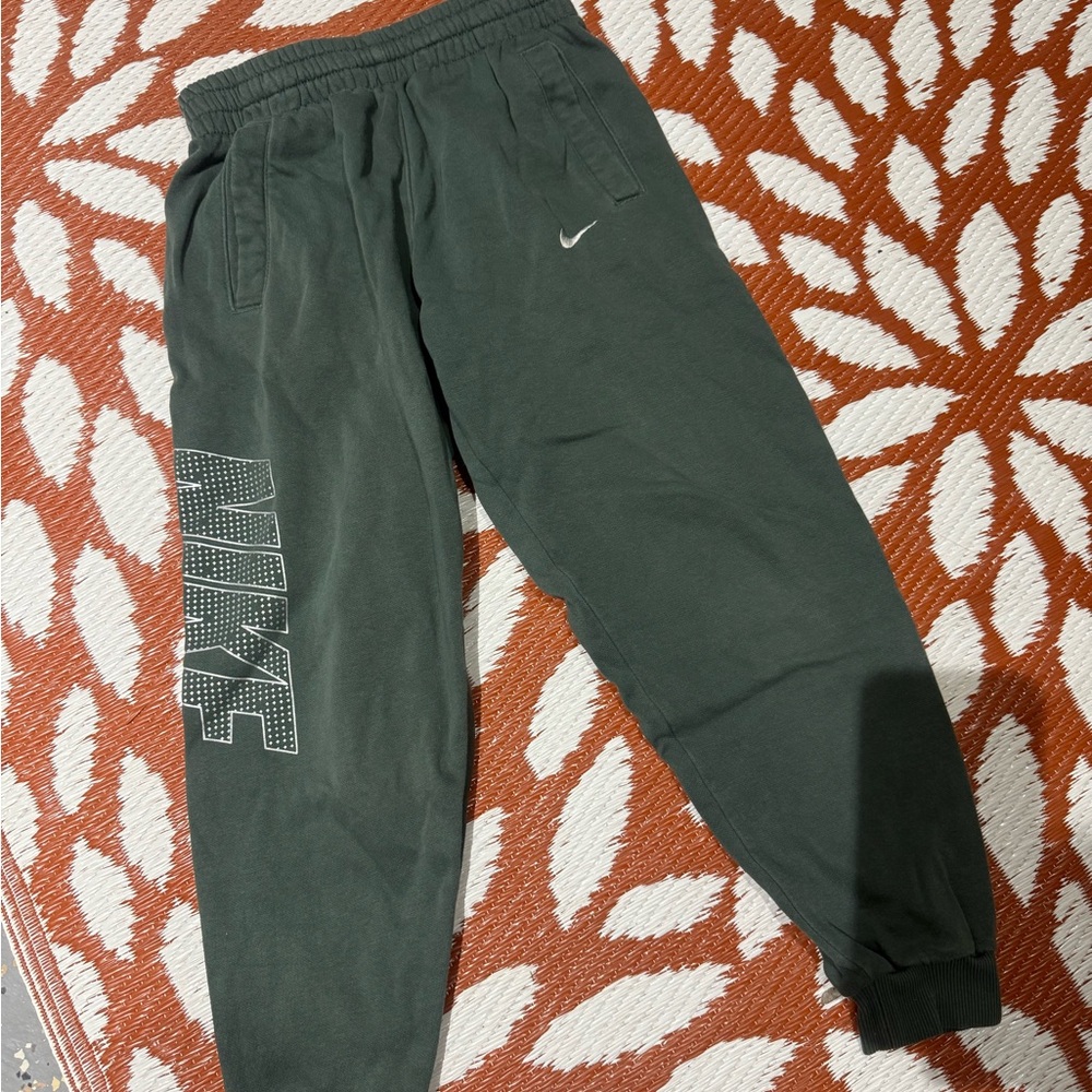 Nike Kids Dark Green Sweatpants with Side Logo